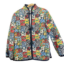 Vintage Quilted Jacket Women Kimono HandMade Small Patchwork Print Floral