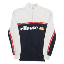 ELLESSE Sweat À Capuche Femme Noir 1/4 Zip UK 6