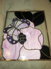 Stained Glass Window Sun Catcher Butterfly And Flower