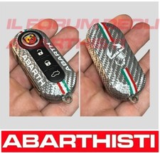ABARTH 595 500 Cover Chiave fibra di Carbonio 100% Carbon fiber  - SILVER WHITE