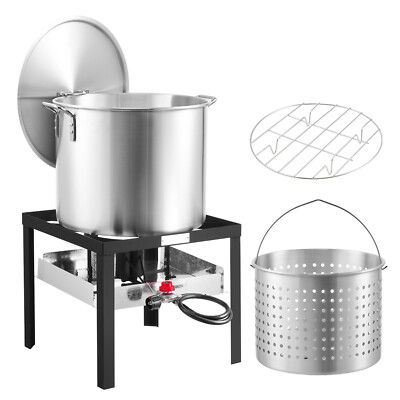 #ad 80 Qt Seafood Boiling Kit with Strainer Outdoor Crab Crawfish Cooking Pot $138.99