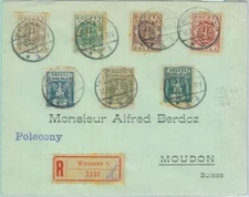 85273 - POLAND - POSTAL HISTORY -  REGISTERED COVER to SWITZERLAND  1919