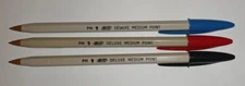 3 Rare Vintage Bic Deluxe 1980s Pens Mint NOS w/New Ink Cartridges - They Write!