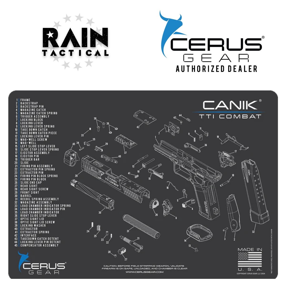 CANIK TTI COMBAT SCHEMATIC Handgun Mat BLACK | eBay