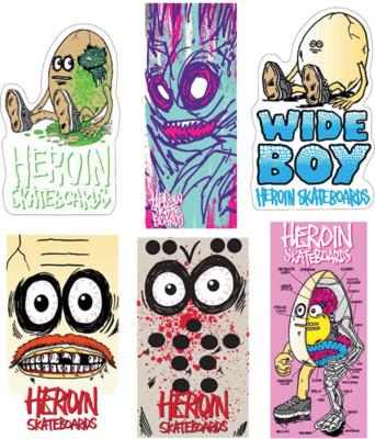 Heroin Holiday Savages Swampy Curb Killer Skateboard Stickers Decals Pack Of 12