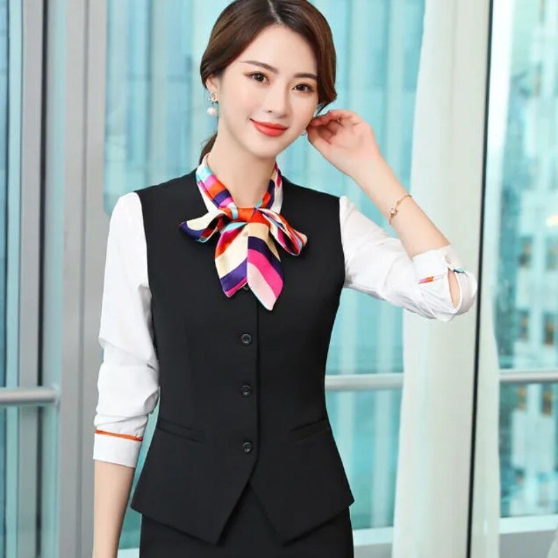 Damen Blazer Weste V-Ausschnitt - Elegante Business Weste Slim Fit