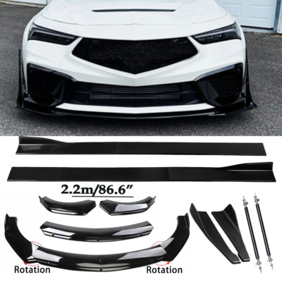 Front Bumper Lip Spoiler Side Skirts Rear Lip Glos Black  For Acura Integra