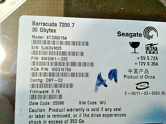 Seagate Barracuda 30GB Internal 7200RPM 3.5" (ST330015A) HDD XEROX P/N 121K38970 - Image 3 of 4