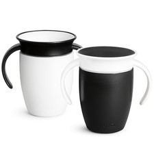 Munchkin Miracle 360 Sippy Cup 7 oz 2 Pack Black  White For 6 Months