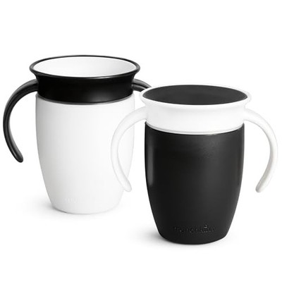 Munchkin Miracle 360 Sippy Cup 7 oz 2 Pack Black & White For 6+ Months