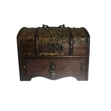 Vintage Wooden Jewelry Box with Drawer Handcrafted Antique Style Chest.