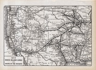1938  Antique Rock Island Lines Railroad Map Vintage Railway Map 2906