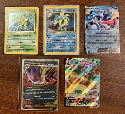   Rare Pokémon Card Lot Of Five!  In Cases And Amazing Condition, See Photos!!