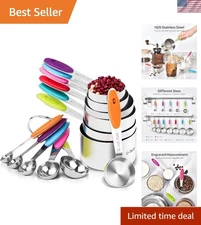 Superior Stainless Steel Measuring Cups & Spoons - Thick Handles for Better Grip