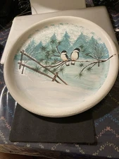 Large decorative ceramic plate vinter decor.