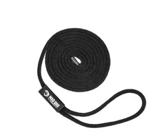 3/8 Inch x 25 Ft Black Nylon Dock Line with Spliced Loop, Made in USA