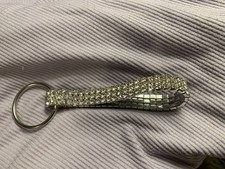 Silver Rhinestone Keychain / Silver Tone Purse Charm / Gift Bling Bling  