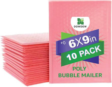 Water Resistant Bubble Envelope Mailers [10 Pack] 6 inch x 9 inch #0 Pink Poly P