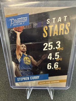 STEPHEN CURRY, WARRIORS, GUARD 2017-2018 PANINI PRESTIGE STAT STARS, #9