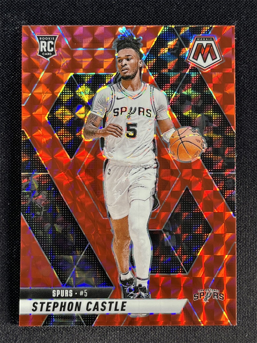2024-25 Panini Mosaic Stephon Castle #236 Red Mosaic Prizm RC Rookie Spurs