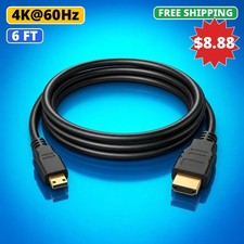 Mini HDMI to HDMI Cable 6 FT 4K Type-C Cord for Camcorder DSLR Camera Tablet