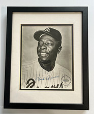 Hank Aaron Signed Framed 8x10 Framed Photo Steiner Hologram HOF Braves
