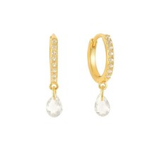 Teardrop Crystal Dangle Earrings Drop Dainty Hoop Gold Dainty Minimalist Gift UK