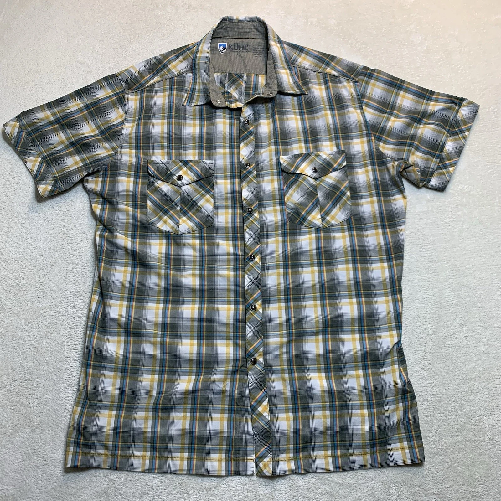 Kuhl Eluxur Shirt Mens L Plaid Pearl Snap Gorpcore Outdoor Hiking Western