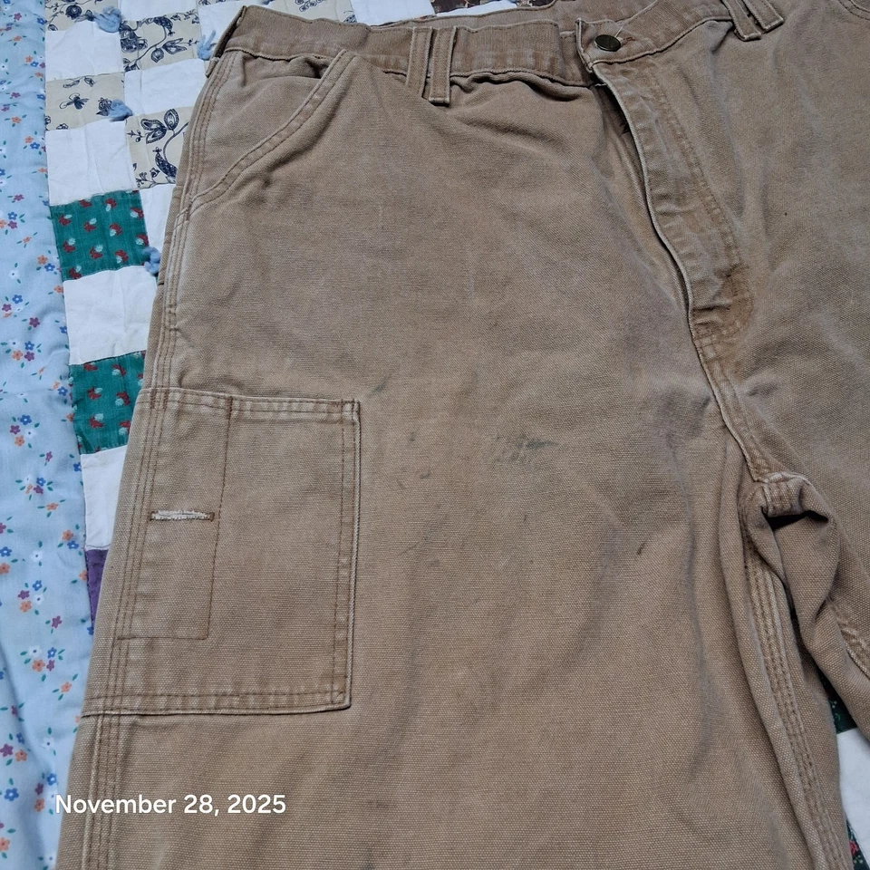 Pantalones de Trabajo Carhartt Cargo Vintage Lona Carpintero Talla 38x32 Marrón B112 Foto 4 de 4