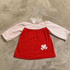 Vintage Health-tex Toddler Girls Red White Heart Mock Neck Dress 2T Made in USA