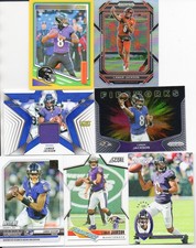 7- LAMAR JACKSON 2020-25 DONRUSS/SCORE INSERT,PARALLEL,PRIZM & JERSEY CARDS