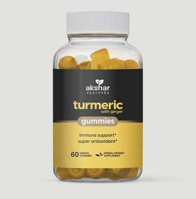 Akshar Ayurveda | Turmeric with Ginger Gummies |60CT| Vegan |Non GMO