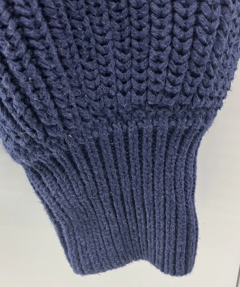 GAP Sweater Womens Medium Petite Navy Cotton Crewneck Chunky Knit Pullover - Image 3 of 4