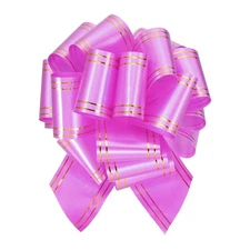 5pcs 6" Large Pull Bow Metallic Rose Red Gift Wrapping Bows with Gold Edge