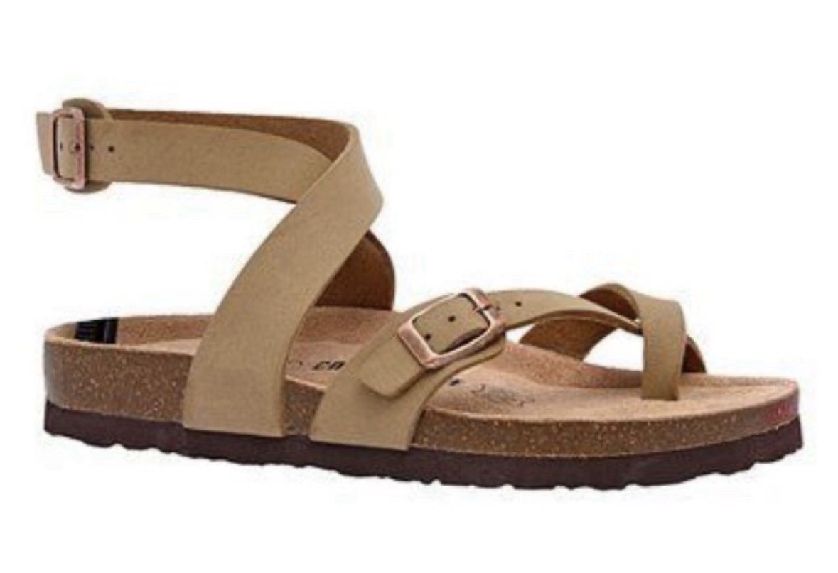 Cushionaire Women’s Strappy Sandals Casual Lara Khaki Tan Size 10