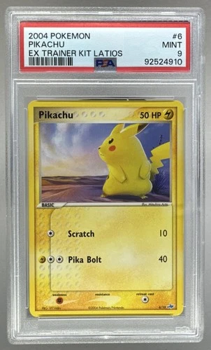 92524910 Pikachu 2004 Pokemon Latios EX Trainer Kit #6 PSA 9