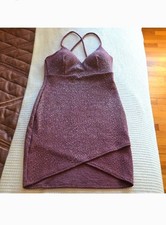 Windsor Deep Mauve Shimmery Bodycon  Dress With High Cut In Front