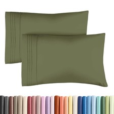 4 Pack Queen Pillow Covers, Luxury Hotel Style, Stain Resistant, Green