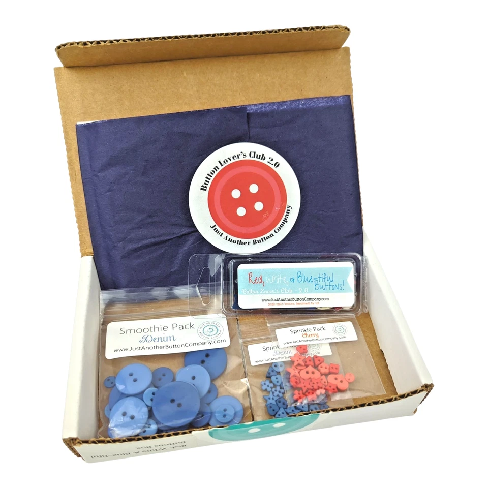 Just Another Button Lover's Club Red White & Blue-tiful Box JABC July 4 American - Image 2 of 4