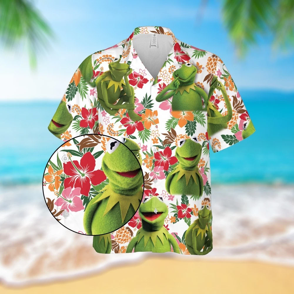 Disney Kermit Muppet Hawaiian Shirt Button Down Shirt
