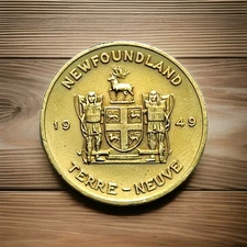 🇨🇦 Newfoundland Canada 1949 Coat of Arms Medal with Provincial Flower. AMAZING