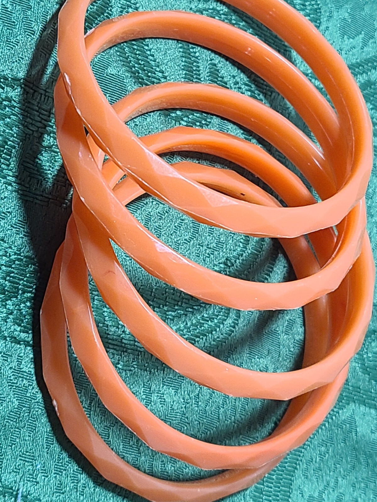 Bangle Bracelets Vintage Fashion Orange Plastic Set Of 5 1960-1970 Accessories-image