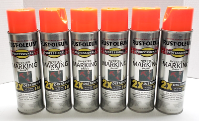 6 PK Rust-Oleum 266590 Pro 2x Inverted Marking Paint Fluorescent
