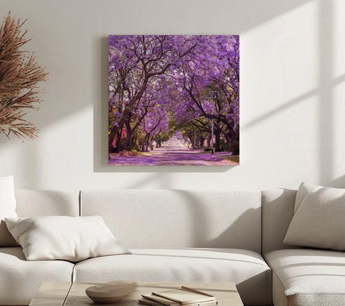 Arte da parete stampa su tela alberi Jacaranda viola, elegante appendiabiti da parete arredamento casa - Foto 6 di 12