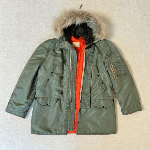 Vintage 60s-70s-80s Flying Parka N-3B Jacket Snorkel Hood Serval Zip Men's Sz L - Picture 2 of 24