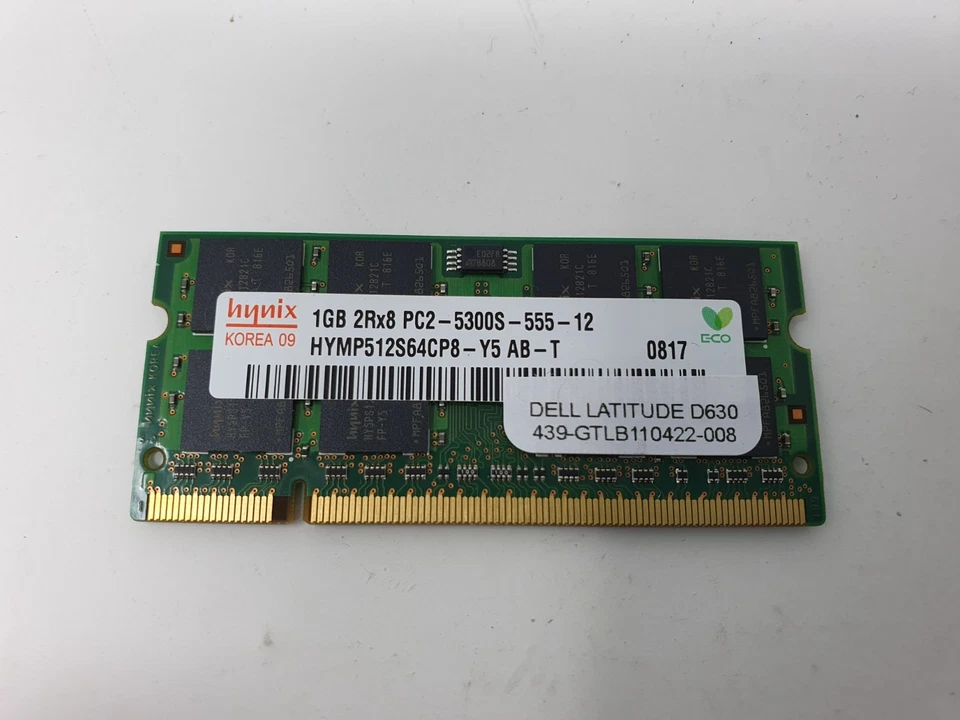 Dell Latitude D630 Memory RAM 1GB DDR2 PC2-5300S Hynix HYMP512S64CP8 - Image 2 of 4