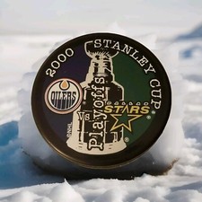YEAR 2000 STANLEY CUP PLAYOFFS OILERS VS STARS HOCKEY PUCK INGLASCO SLOVAKIA