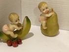 Cute carved resin baby figurines on fruit.  Set of 5 Check Out All Photos — photo 4