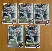 Lot Of 5 2022 Bowman 1st Edition Luke Waddell 1st Paper Atlanta Braves #BPPF-48