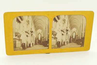 NAPLES CATHEDRAL INTERIOR PANOPTICO STEREO VIEW 8.5x17